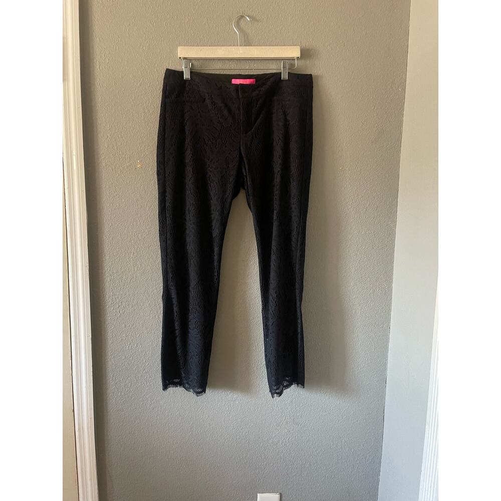 New Navy Blue Lilly Pulitzer Kelly Lace Skinny Ankle Pants - Picture 2 of 6